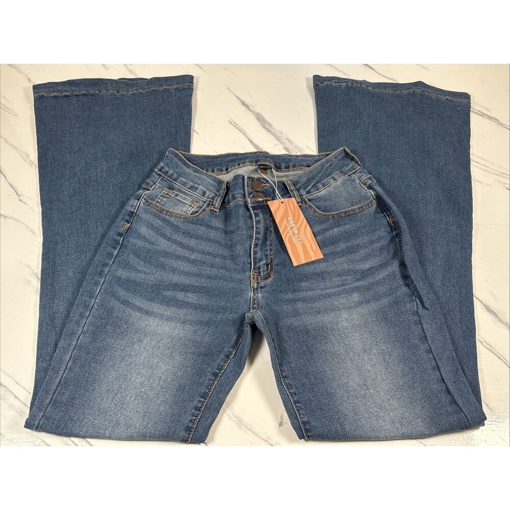 SheinSXY Jeans Flare Medium Washed Pockets Size W28XL32
